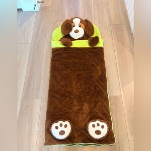 Costco Hug Fun Sleeping Slumber BagAnimal brown dog green MINT Kids 66" × 28"
